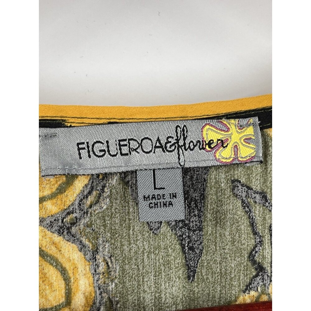 FIGUEROA & FLOWER Women's Green Floral V-Neck A-LIne Midi Dress Large - Picture 4 of 7